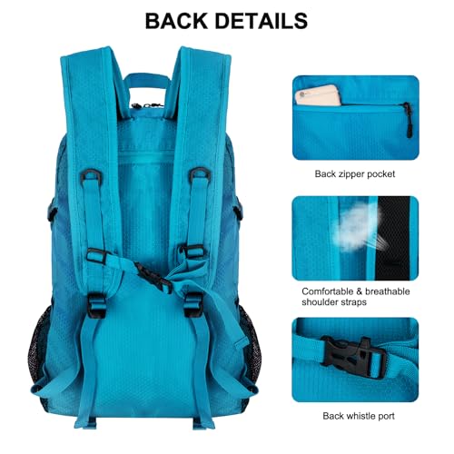 Goloni 45L Foldable Hiking Daypack, Lightweight Water‑Resistant Backpack - color: Blue