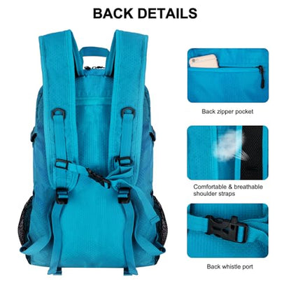 Goloni 45L Foldable Hiking Daypack, Lightweight Water‑Resistant Backpack - color: Blue