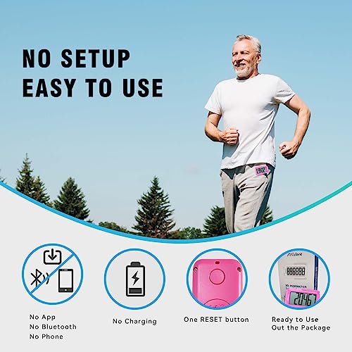 Pedometer for Walking Steps, 3D Accurate Simple Pedometer, Step Counter for Men Women Seniors, Step Tracker with Clip Lanyard - color: Pink