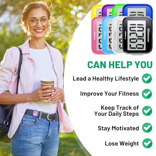 NESKLA 3D Pedometer, Simple Step Counter with Large LCD Display for Walking - color: Black