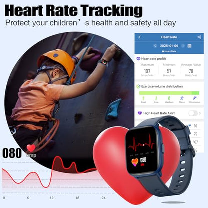 meoonley Kids Watch for Girls Boys with IP68 Waterproof, Girls Watch with 19 Sports Modes, Sleep Tracking, Pedometer, Stopwatch, Kids Activity Tracker, Birthday Gifts for Girls Age 6-15 Years Old - color: Blue