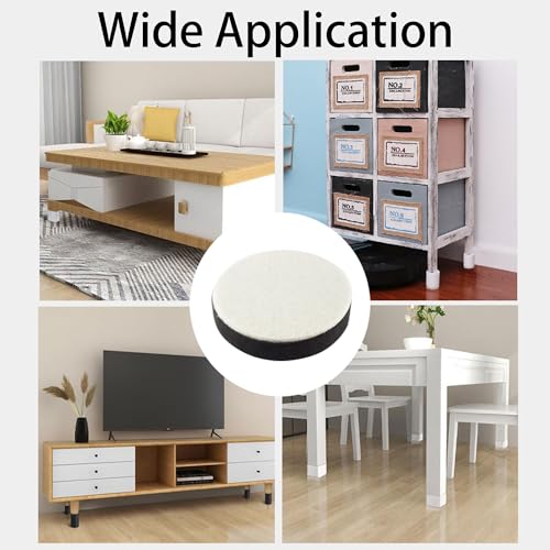 0.65 Inch Self-Adhesive Furniture Riser, Soft Furniture Leg Pads, Round Bed Table Sofa Lift Bed Riser, Adds 0.65 Inch Height with Felt Pad (4Pcs/Black) - color: Black,round, size: 2.36x0.65inch