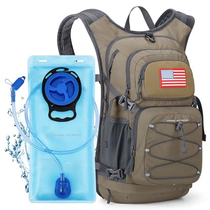 Maelstrom Lightweight Hydration Hiking Backpack with 2L/3L Water Bladder - color: 4.Khaki, size: 2L Bladder