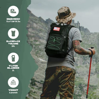 Maelstrom Lightweight Hydration Hiking Backpack with 2L/3L Water Bladder - color: 1.Black, size: 2L Bladder