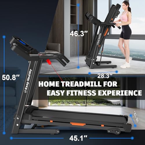 Treadmills for Home with Incline, 16in Wide Belt, App, Bluetooth, 8.5 MPH Walking Pad Treadmill Running Machine 330 Lbs Capacity, Pulse Heart Rate Sensor, 3.5HP Quiet Brushless Motor - color: Red