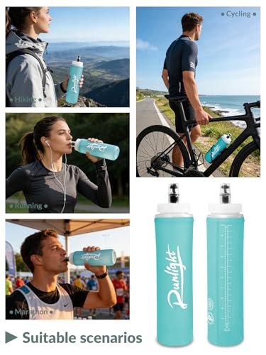 Runlight 500ml Soft Flask, 1 Pack TPU Easy Squeeze Sports Bottles,Running Vest, Leak Proof Folding Water Bottle for Hiking Cycling Climbing Jogging