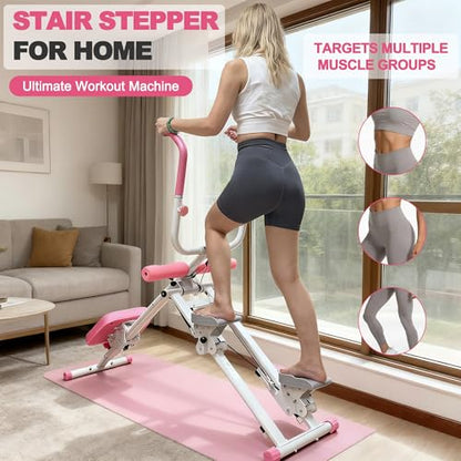 KINMAC 2 in 1 Stair Stepper & Ab Workout Machine - color: White Pink