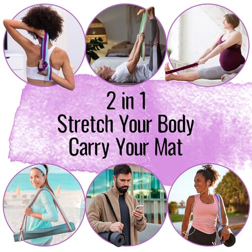 TECEUM 2 IN 1 Yoga & Mat Strap for Stretching – Cotton – 6/8/10 ft - color: Black, size: 6 ft