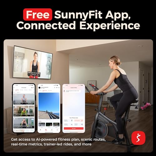 Sunny Health & Fitness Smart Indoor Cycling Bike for Home Cardio Exercise