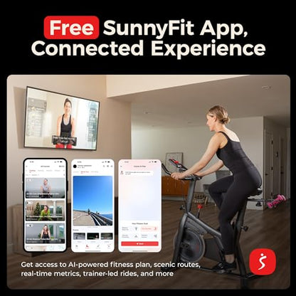 Sunny Health & Fitness Smart Indoor Cycling Bike for Home Cardio Exercise