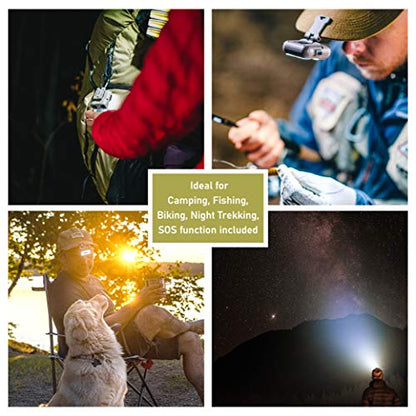 Claymore Capon 120H (Tan) - LED Rechargeable Clip-On Cap Headlamp, Lightweight Hat Light for Camping, Running, Hiking, Emergency & Industrial Use, Waterproof, USB-C, Up to 45 Hours of Battery Life. - color: 120H (Tan)