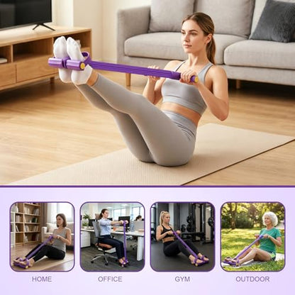 Multifunctional Pedal Resistance Band with Handle,6/8/10 Tubes for All Weights,Upgrade Heavy-Duty Stretch for Full Body Workouts. - color: Purple 6 tubes
