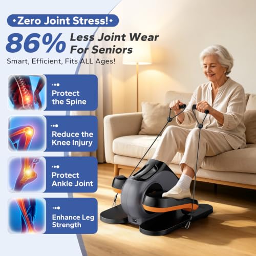 Under Desk Elliptical Machine, Ellipse Leg Exerciser As Seen On Tv While Sitting for Seniors, Pedal Exerciser with 15 Level Adjustable Resistance & 5 Auto Mode Fully Assembled Home Office - color: Black