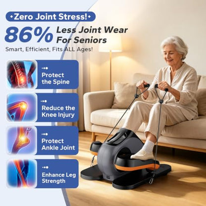 Under Desk Elliptical Machine, Ellipse Leg Exerciser As Seen On Tv While Sitting for Seniors, Pedal Exerciser with 15 Level Adjustable Resistance & 5 Auto Mode Fully Assembled Home Office - color: Black