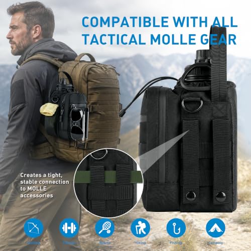 Magnetic Gym Bag for 20-64oz Bottles, Compatible with Tactical MOLLE System
