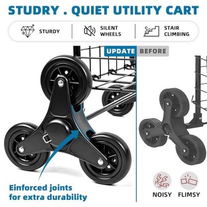 Kiffler Stair Climber Grocery Shopping Cart with Waterproof Line - color: Black+bag