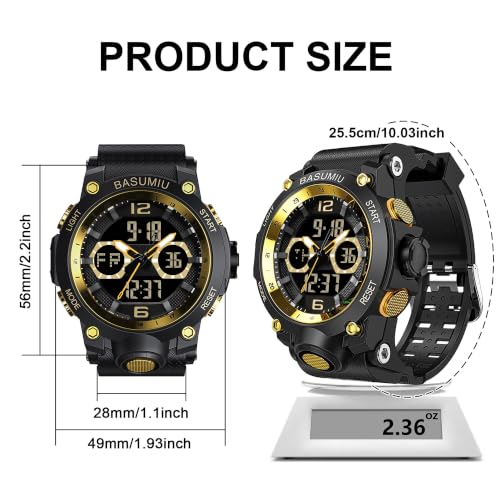 Military Digital Watches for Men Waterproof Work Mens Watch Sports - color: G-Gold2