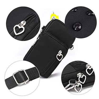 Outdoor Sweat-Proof Running Armbag Cross-Body Shoulder Casual Wallet Purse Crossbody Bag Gym Fitness Cell Phone Key Holder for iPhone 13 12 Pro Max Xs Max/Xr,Galaxy Note 10, P30 Pro,Black - color: #9