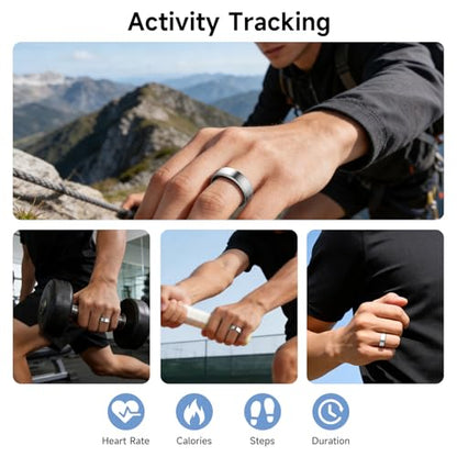 Smart Ring for Women Men, Health Tracker, Fitness Ring (Silver, 9#) - color: Silver, size: 9#