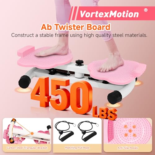 Waist Twisting Machine, Ab Twister Board, Waist Twister, Waist Twisting Fitness Tool, Waist Twister for Women Belly Fat - Ultra-Quiet 20dB Home Fitness Board with Foot Massage - color: Pink