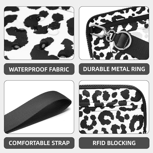 FODOKO Wristlet wallets for Women RFID crossbody bags with 4 Zippers - color: Black-1