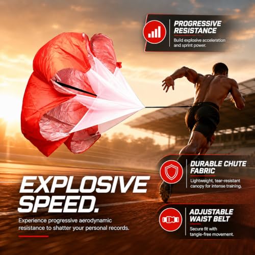 Football Kick Trainer Parachute Resistance with Adjustable Waist Strap for Youth Field, Backyard, Speed and Power Drills - color: Red