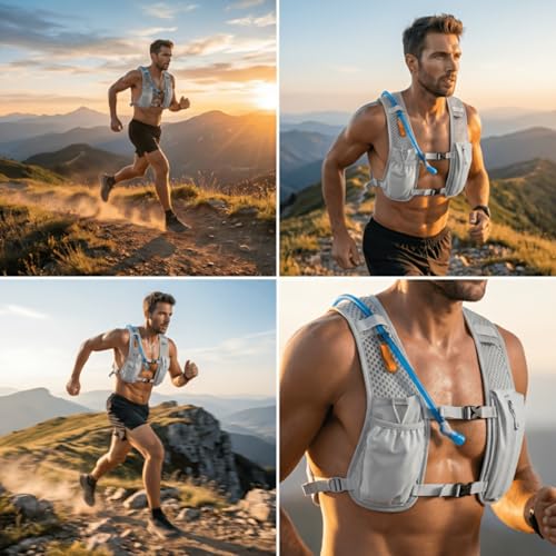 Running Hydration Vest Backpack, Breathable Mesh Backpack,with Water Bladder for Hiking, Trail, Running, Marathons, Cycling