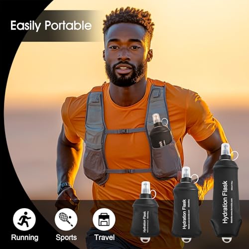 WILDREEDS 250ml Soft Flask, TPU Collapsible Soft Water Bottle for Hydration Pack, Running Vest, Folding Water Bottle for Hiking Cycling Climbing-1Pcs, Black - color: 250ml Black
