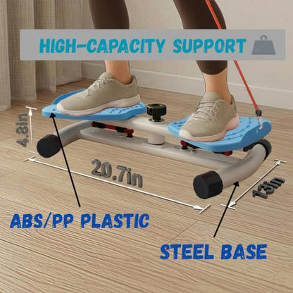 Ultra-Quiet Waist Twisting Exercise Bundle - Ab Twister Board With 2 Resistance Bands, 1 Length Adjustable Jump Rope, an Automatic Waist Measuring Tool and Workout Guide - Made with ABS/PP Plastic Foot Pedals and a Steel Base - High Durability - Workout B