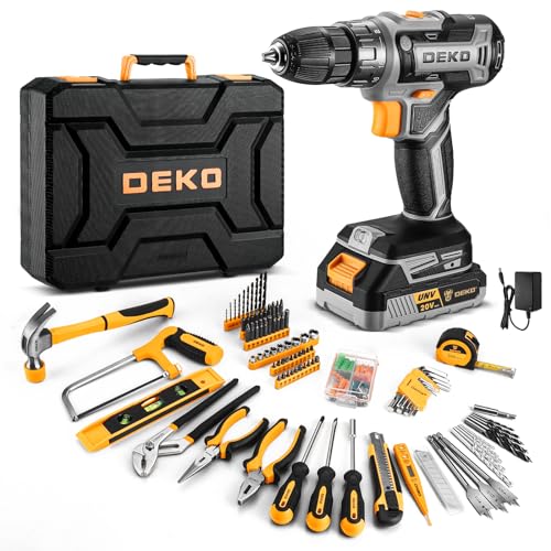Cordless Drill Tool Kit Set: 20V Power Drill Tool Box with Battery Electric Drill Driver for Men Home Hand Repair Basic Toolbox Tools Sets Drills Case - color: Gray