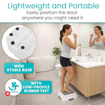 Vive Bath Shower Step Stool (4.5") - Slip Resistant, Stackable