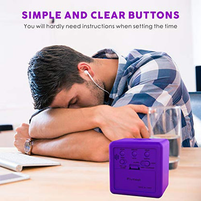Plumeet Digital Alarm Clock for Kids with Snooze and Nightlight - Easy Setting Silicone Display Time, Date - Loud for Bedroom - Battery Powered (Purple) - color: Purple