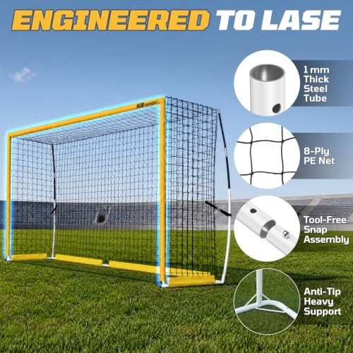 Haokelball 12x6/6x4 FT Soccer Goal for Backyard Portable Metal Frame - color: Yellow