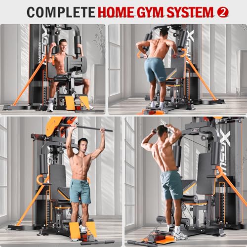 XGSW Multi-Function Home Gym Workout Station, Featuring a Pulley System, arm Trainer, and Leg Trainer for Full-Body Workouts. - size: L03-1 【154LBS】Fitness Station
