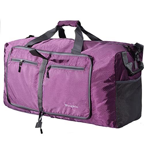 Woogwin Travel Duffel Bag Large Foldable Waterproof Overnight Bag for Beach Swim Bags Pool Sports Gym - color: 100L Purple
