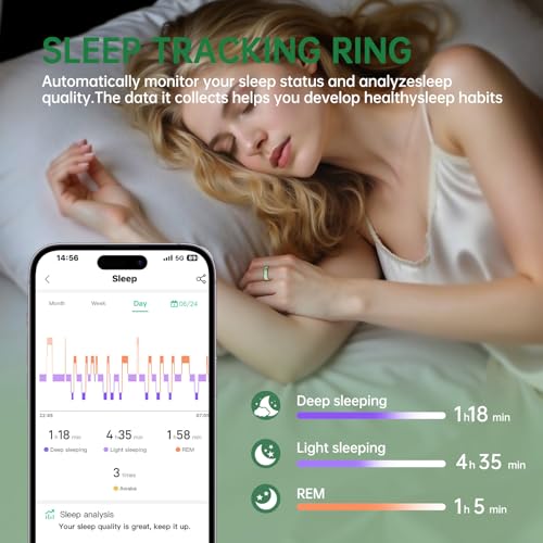 Smart Ring for Women & Men, Health Tracker Ring, Fitness Tracker Ring - color: Green, size: 9#