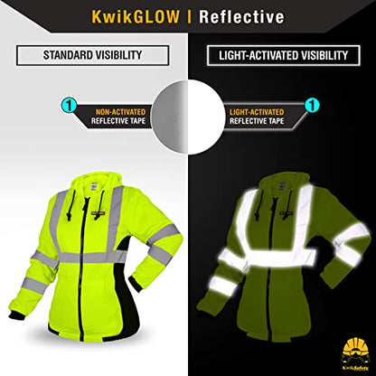 KwikSafety Women's Fleece Safety Hoodie Class 3 ANSI OSHA PPE - color: Yellow, size: X-Large