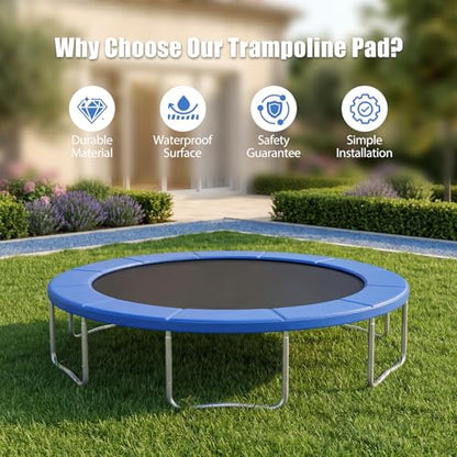 Trampoline Pad Replacement 10ft 12ft 14ft 15ft, Waterproof UV Resistant Trampoline Spring Cover, Round Frame Safety Pad with Thick Foam, Trampoline Replacement Parts & Accessorie - color: Blue, size: 14ft