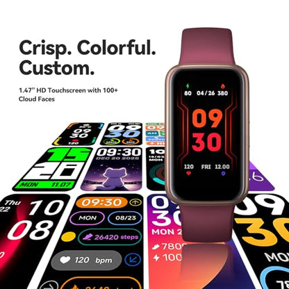 Fitness Tracker Smart Watch, 1.47" Color Screen, 100+ Sports, Purple - color: Purple
