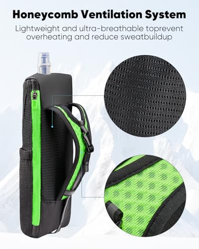 Zelvot 17 oz Running Water Bottle Handheld with Phone Holder, Green