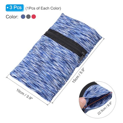 PATIKIL Wrist Pouch Wrist Wallet Sports Wristband Wallets with Zipper Pocket for Running Jogging Hiking Cycling Yoga - color: Blue, Dark Gray, Rose Red