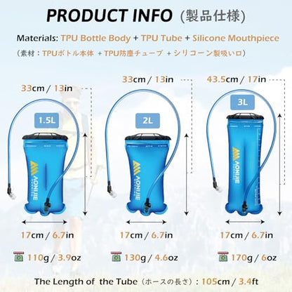 TRIWONDER Hydration Bladder Water Reservoir 1.5 Liter 2L 3L BPA Free Water Bladder for Running Cycling Hiking Camping Backpack - color: C - 1.5L