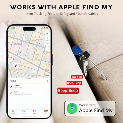 Personal Safety Alarm for Women, Works with Apple Find My, 135dB SOS Siren with Strobe Light, Anti-Loss Pull Pin, Type-C Rechargeable Keychain Alarm, iOS Only