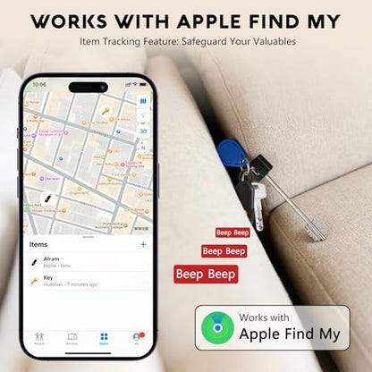 Personal Safety Alarm for Women, Works with Apple Find My, 135dB SOS Siren with Strobe Light, Anti-Loss Pull Pin, Type-C Rechargeable Keychain Alarm, iOS Only