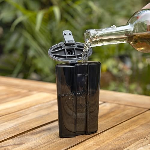 Host Easy-Fill Hip Liquor Flask for Alcohol with Hinged Refill Lid and Hinged Lid, Dishwasher Safe BPA-Free Plastic, Grey, 6 Oz, Set of 1