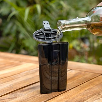 Host Easy-Fill Hip Liquor Flask for Alcohol with Hinged Refill Lid and Hinged Lid, Dishwasher Safe BPA-Free Plastic, Grey, 6 Oz, Set of 1