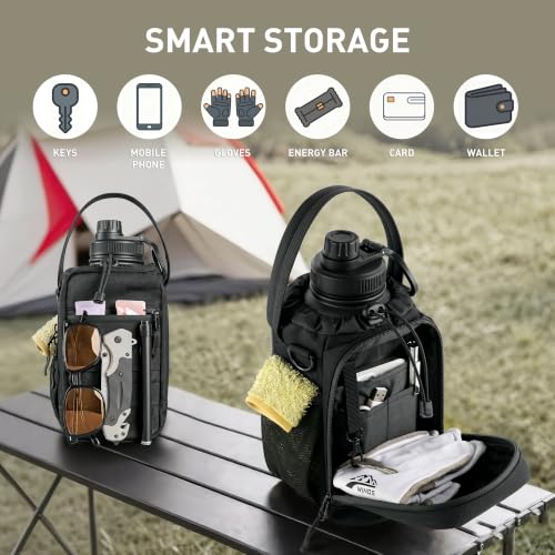 Magnetic Gym Bag for 20-64oz Bottles, Compatible with Tactical MOLLE System