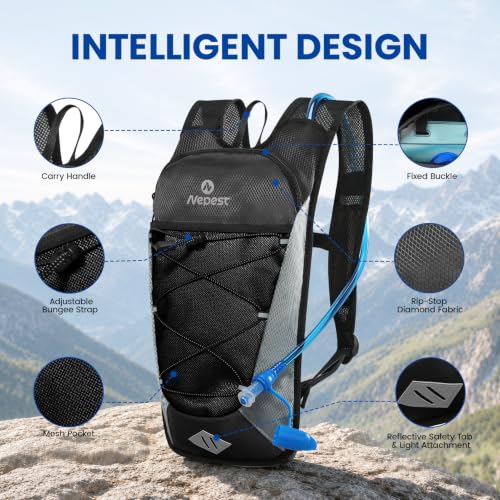 Nepest Hydration Backpack with 2L Water Bladder Water Back Pack - color: Black