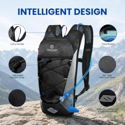 Nepest Hydration Backpack with 2L Water Bladder Water Back Pack - color: Black