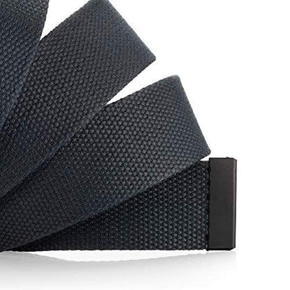 Mile High Life Cut To Fit Canvas Web Belt Size Up to 52" with Flip-Top Solid Black Military Buckle - color: 1 Pack Dark Gray